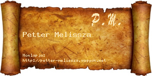 Petter Melissza névjegykártya